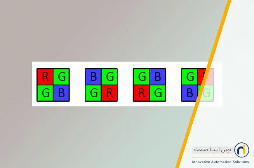چهار امکان رنگ برای ماتریس بایر: RG، BG، GB و GR