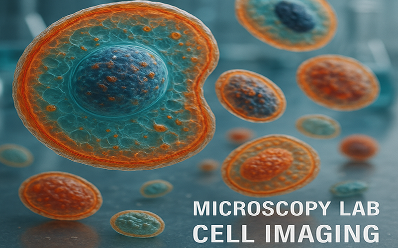 عکس ماکرو از بافت سلولی در محیط آزمایشگاه با برچسب «Microscopy Lab Cell Imaging»