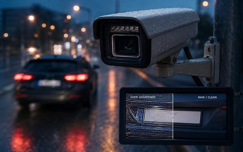 پلاکخوانی (ANPR/LPR) پردازش تصویر اولیه (ISP) شارپسازی مصنوعی (Edge Enhancement) Unsharp Mask هاله (Halo) OCR (تشخیص کاراکتر) کاهش نویز (Noise Reduction) WDR / HDR Tone Mapping فشردهسازی ویدئو (H.264/H.265) تصویر خام (RAW)