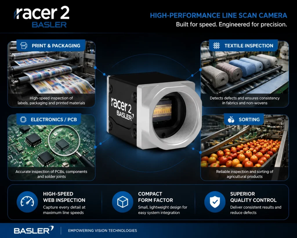 دوربین لاین اسکن
Basler racer2
دوربین صنعتی
بینایی ماشین
کیفیت تصویر
اینترفیس صنعتی
GigE Vision
USB3 Vision
Camera Link
Camera Link HS
سنسور CMOS
Global Shutter
EMVA 1288
Flat-Field Correction
PTP
ExactTime
pylon SDK
GenICam
بازرسی صنعتی
قیمت اقتصادی