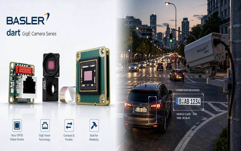 دوربین Basler dart GigE مدیریت هوشمند ترافیک پلاکخوانی خودکار (ANPR) دوربین Basler dart M دوربین صنعتی GigE سنسور Global Shutter سیستمهای حملونقل هوشمند (ITS) پایش هوشمند ترافیک دوربین Board-Level دوربین ترافیکی مادون قرمز (NIR)